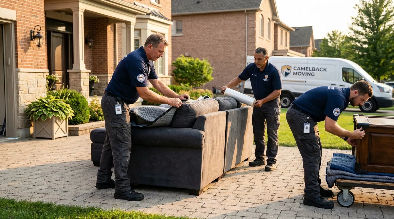 Large estate moving crew wrapping furniture in Holly Ridge, NC