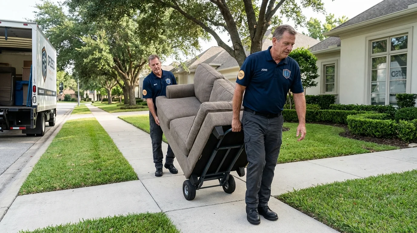 Local residential moving crew loading furniture in Holly Ridge, NC